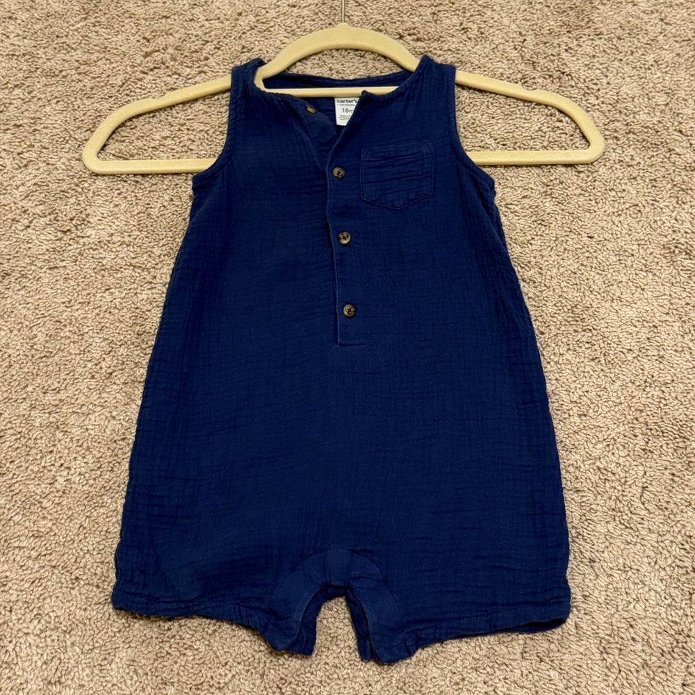 Carter's Blue muslin romper